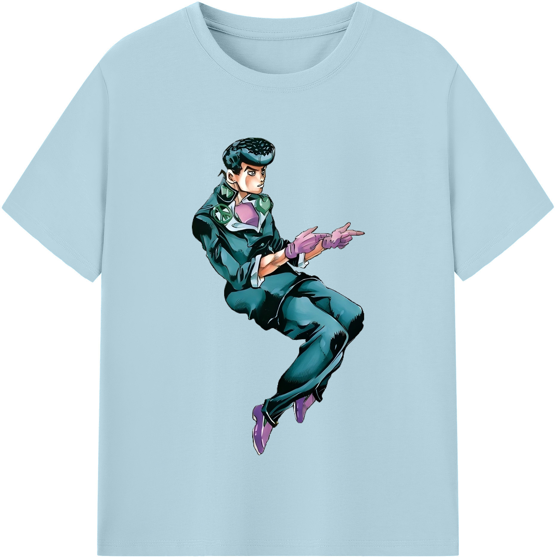（画像用） ジョジョの奇妙な冒険 ひがしかた じょうすけ JoJo's Bizarre Adventure Higashikata Josuke 綿100％半袖Tシャツ（フロントプリント）